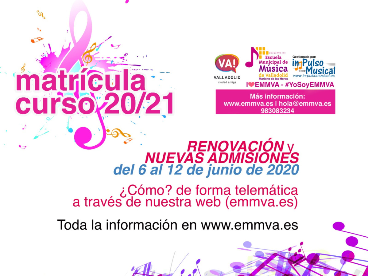 Escuela Mu00fasica cartel matru00edcula curso 2020